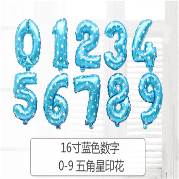 16 Inch Number Balloons Foil Ballon 28g Rose Blue red Digit Wedding Birthday Decoration Baby toy love Valentine's day 1pc