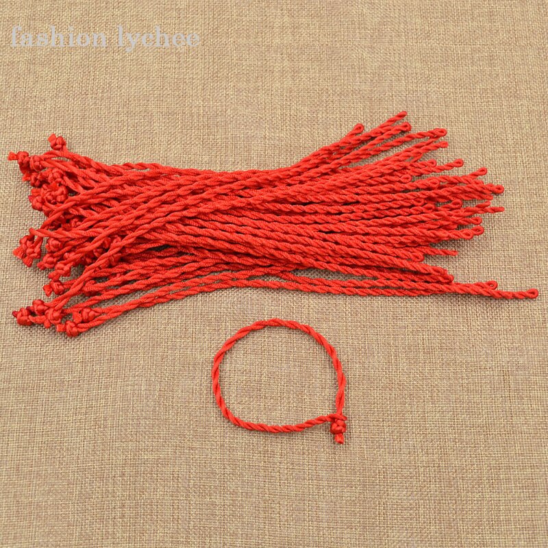 lychee 50pcs Chinese Style Braided Red Cord String Charm Bracelet For Women Men Fortune Amulet Handcrafted Bracelet