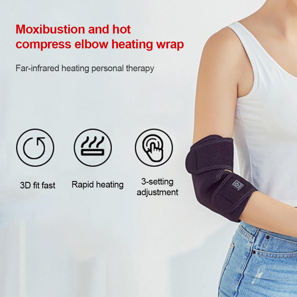 Men Women USB Electric Heating Elbow Pad For Sprained Elbows Tendonitis Arthritis Relieve Pain Universal Heating Elbow Support