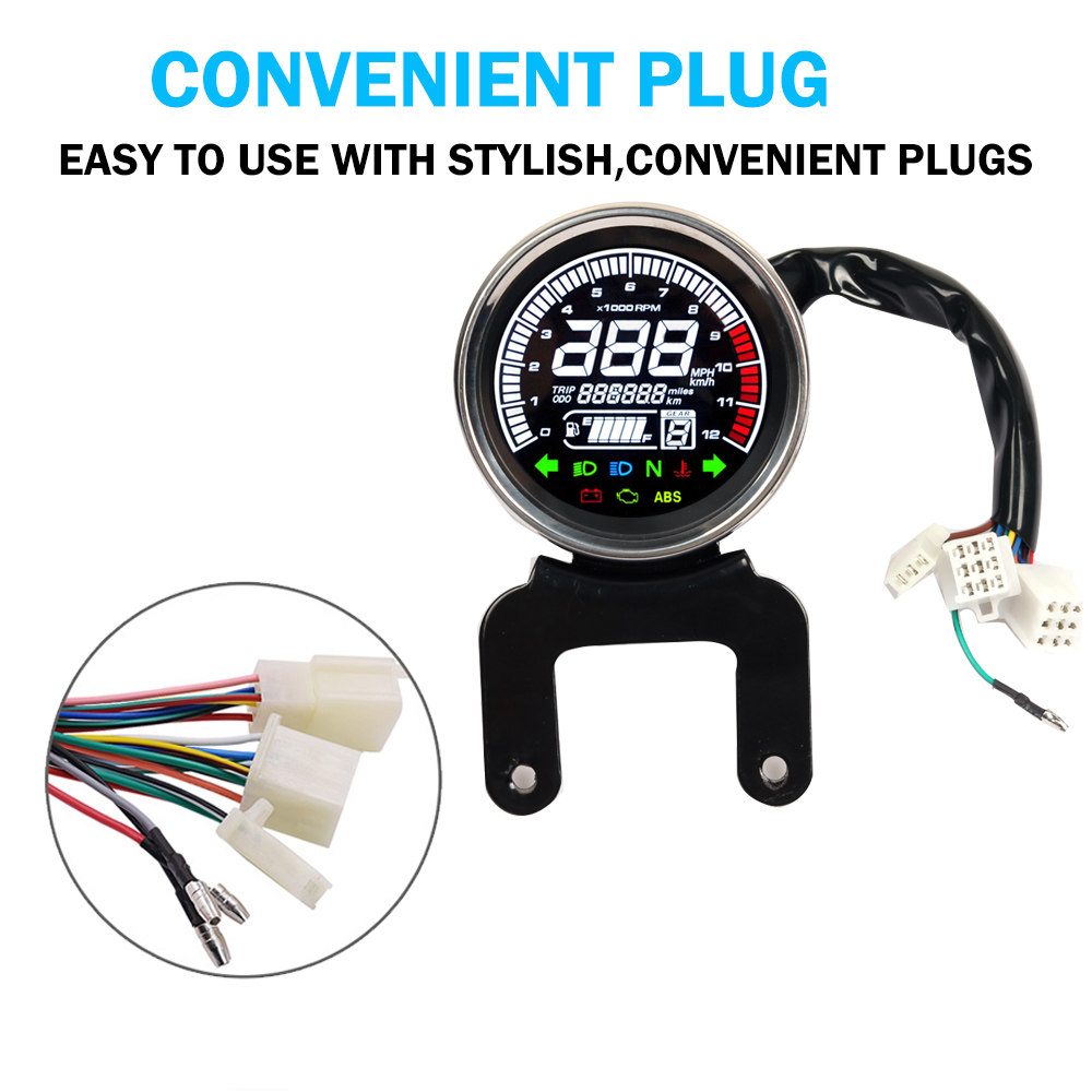 12V Motorcycle Tachometer Meter LED Backlight LCD For Harley-Digital Speedometer Temperature Fuel Meter Motorcycle Level Gauge