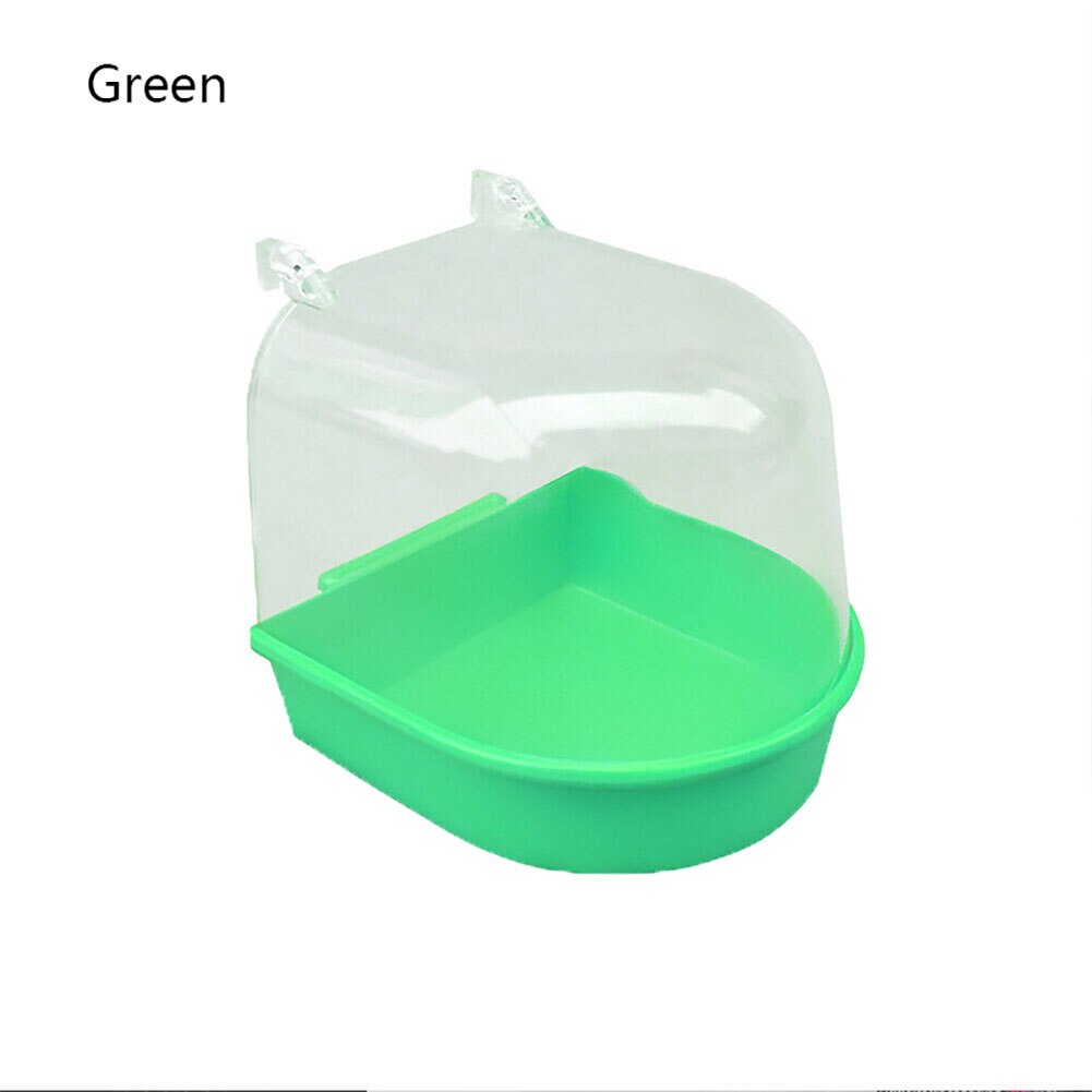 Plast papegøje fugl badekar med hængende kroge akryl gennemsigtig kæledyr bur parakit vand badekar kasse: Grøn