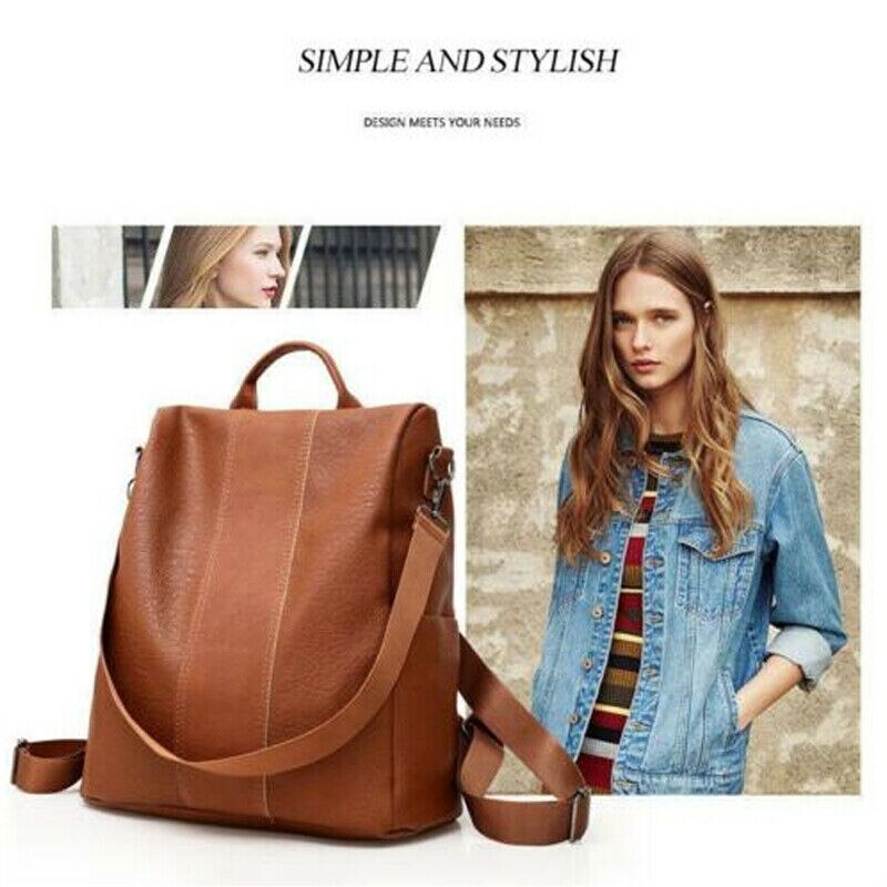 Women Ladies PU Leather Rucksack Travel Shoulder Bag Girls Ladies Anti-theft Backpack Bags 2 Colors