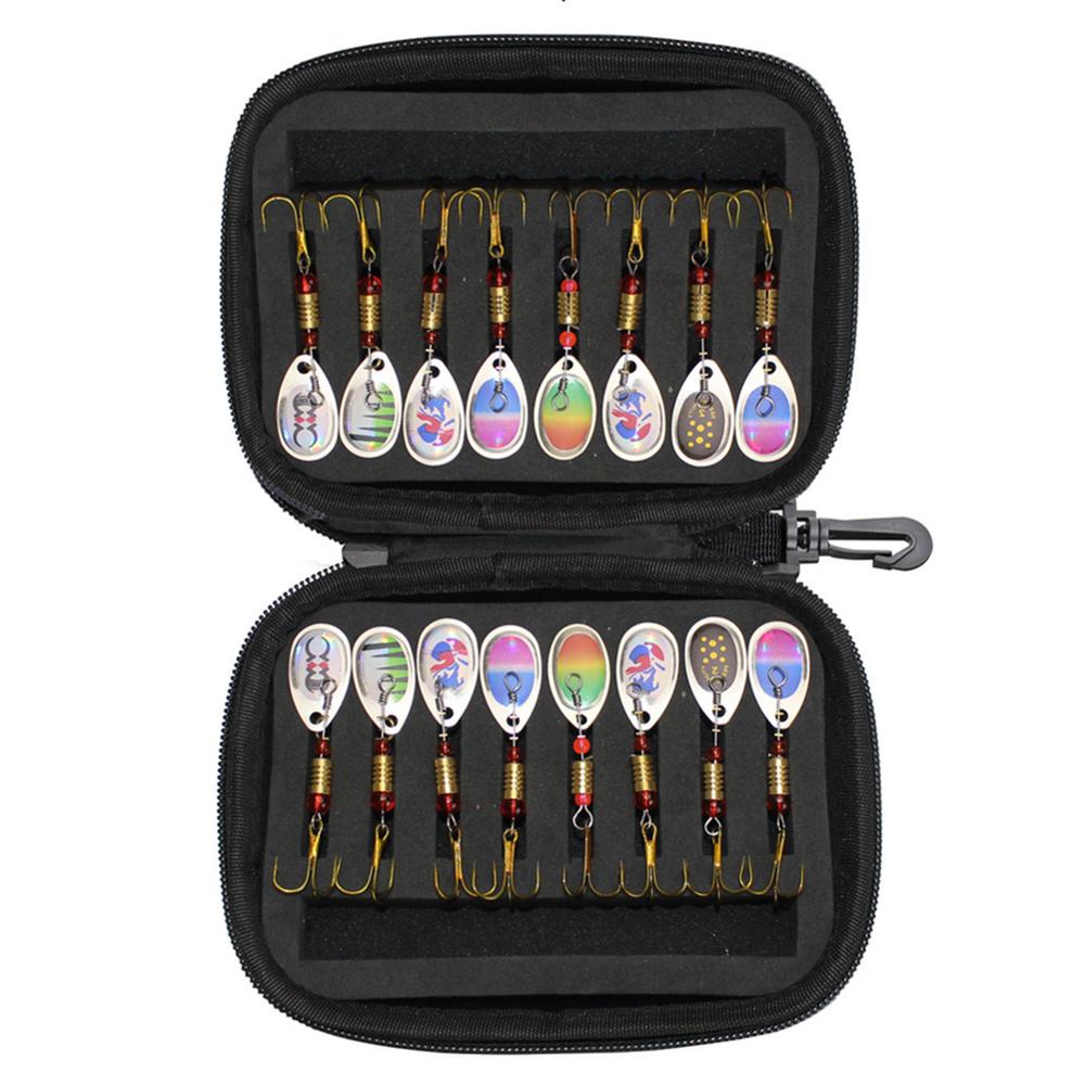Pailletten Lokken Zak Spinner Tas Set Composiet Aas Vliegen Haken Metalen Pailletten Lepel Lokt Met Eva Hard Shell Storage Case vissen Tas