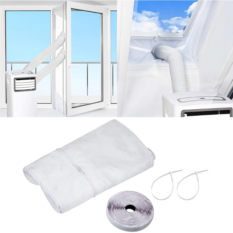 AC Unit Window Vent Kit Window Seal for Portable Air Conditioner Air Exchange Guards with Zipping and Adhesive Fastener
