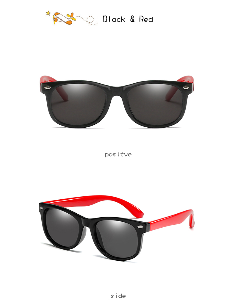 Lange Keeper Gepolariseerde Kids Zonnebril Jongens Meisjes Baby Baby Mode Zonnebril 100% UV400 Brillen Kind Shades Gafas Infantil: black red