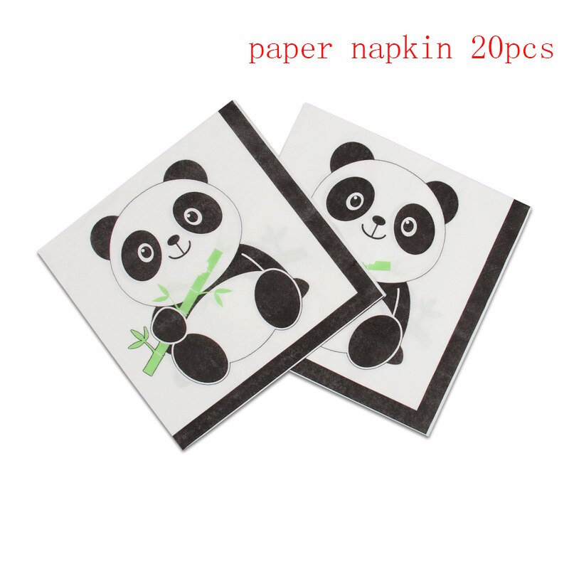10 pièces/ensemble Panda thème fête papier bannières drapeau bébé douche enfants joyeux anniversaire fête décor papier fanion vaisselle jetable: napkin 20pcs