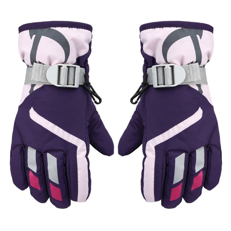 Children Boys Girls Winter Warm Windproof Sports Ski Gloves Kids Breathable Adjustable Glove