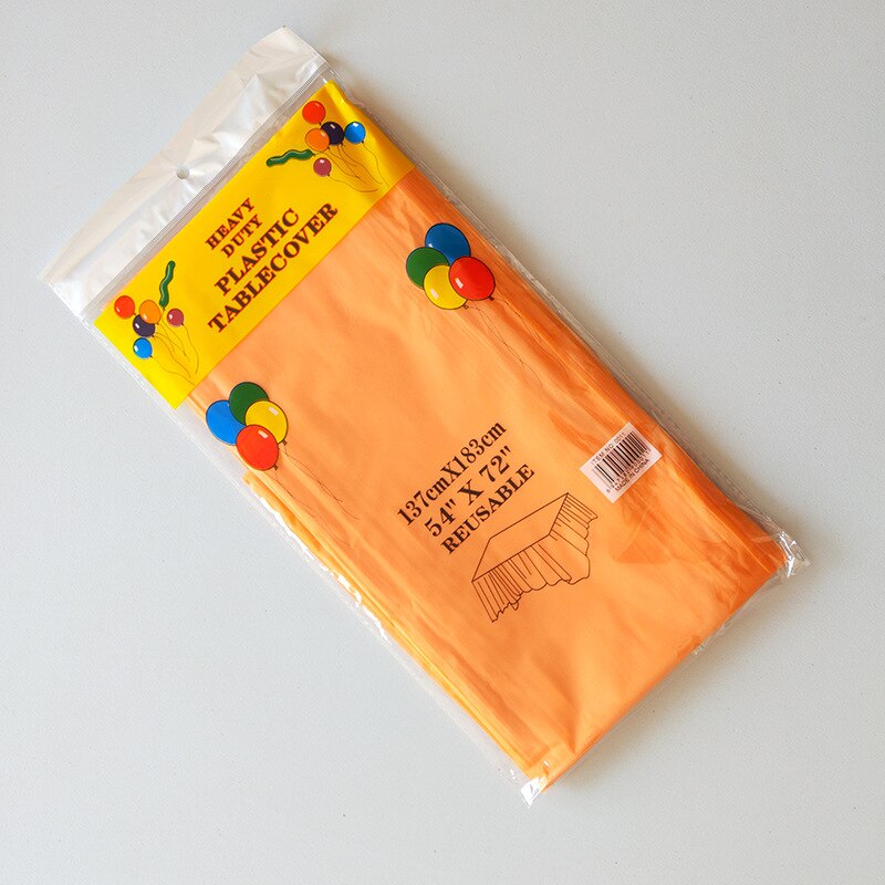 10pcs Disposable tablecloth party tablecloth PE waterproof plastic birthday dessert table plain color banquet tablecloth: orange