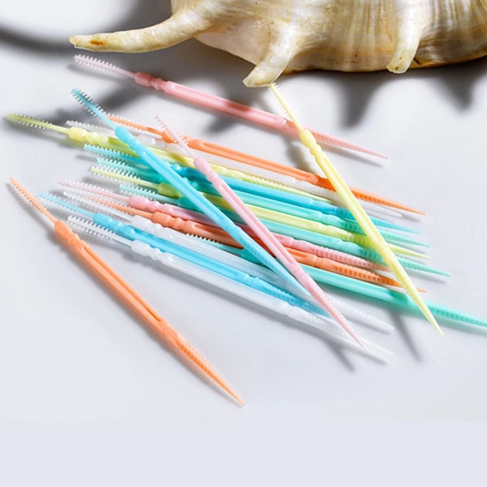 100/200Stck Doppel-geleitet Einweg Zahn Flosser Interdentalbürste Zähne Stock Zahnstocher Zahnseide wählen Zähne Reinigung Pflege