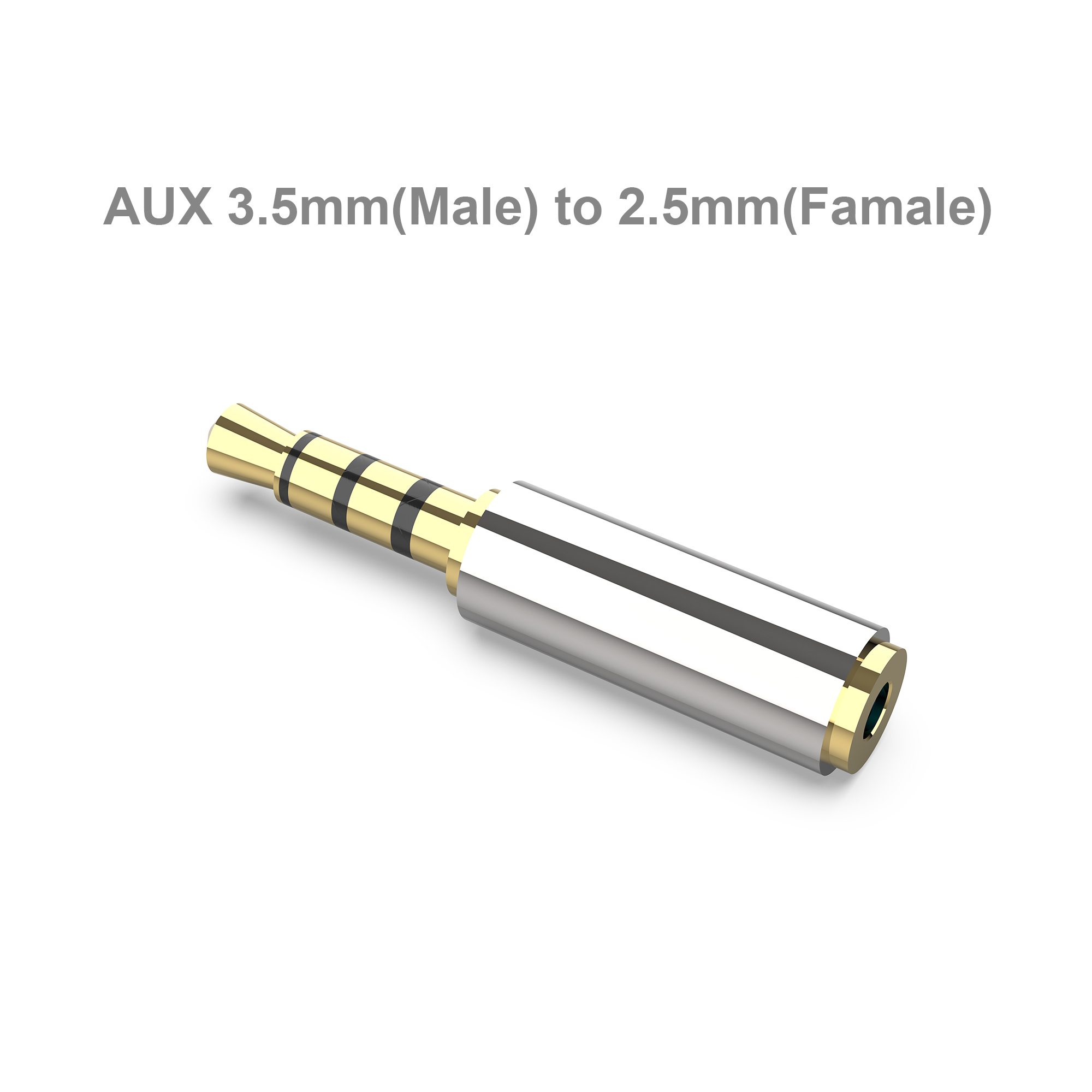 3,5/2,5 mm mannelijk naar 2,5/3,5 mm vrouwelijk jack stereo connector koppeling adapter audiokabel verlenging voor MP3 DVD hoofdtelefoon auto.: Goud
