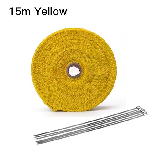 1.5mm*50mm*10m Heat Exhaust 10M Pipe Heat Shield Thermo Turbo Wrap Tape For Intake Intercooler Reflective Insulation Kit W1: 5x15m Yellow
