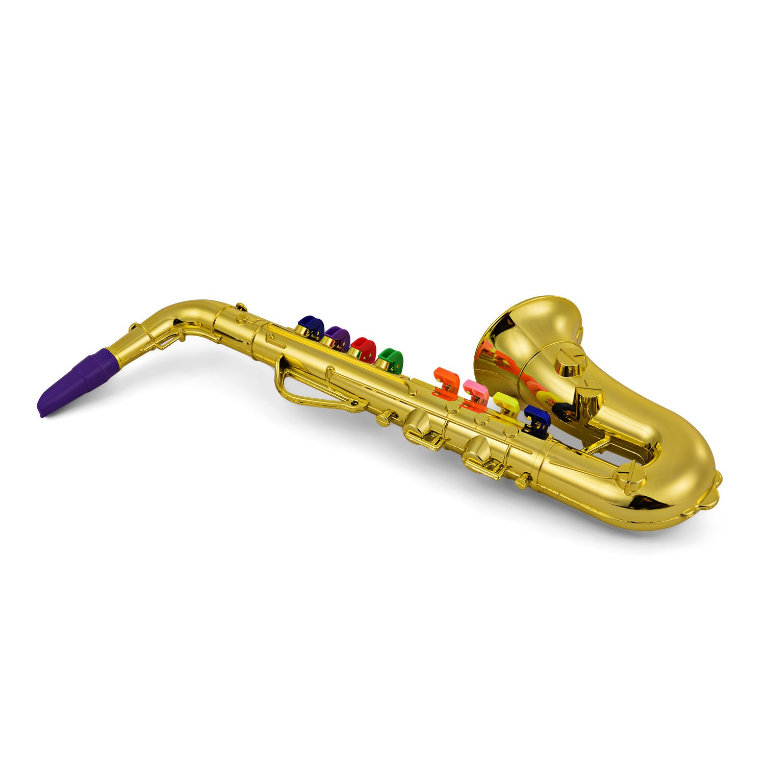 Saxofoon Kids Musical Wind Instrumenten Abs Metallic Gouden Saxofoon Met 8 Gekleurde Toetsen