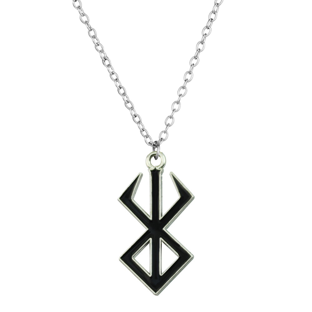 Berserker rune symbol halskæde nordisk logo stål emblem nordisk amulet talisman tegn halskæde smykker: Hvid