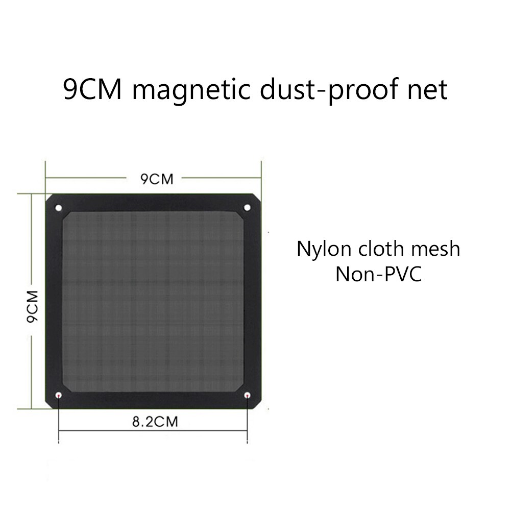 Filtro de malla antipolvo para PC, Marco magnético de 8CM, 12CM, 14CM, accesorios para PC, ventilador de refrigeración con imán, funda de malla para ordenador a prueba de polvo: 9cm