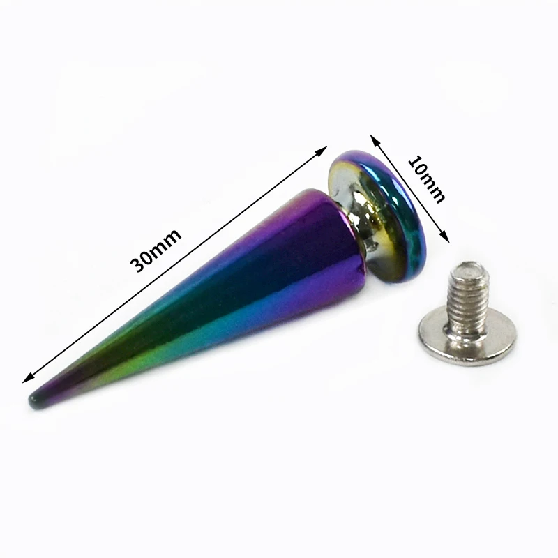 5/10/20 Stuks Metalen Kegel Studs Klinknagels Handtas Kledingstuk Punk Nagels Schoenen Portemonnee Schroef Knoppen Diy lederen Craft Hardware Accessoires: 7# / Multi-Colored
