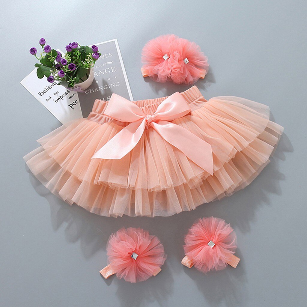 Jupe Tutu pour enfants en bas âge # p4 | Bande de cheveux en maille, avec nœud papillon, sangle de pieds, pour enfants, fête, danse princesse, Ballet