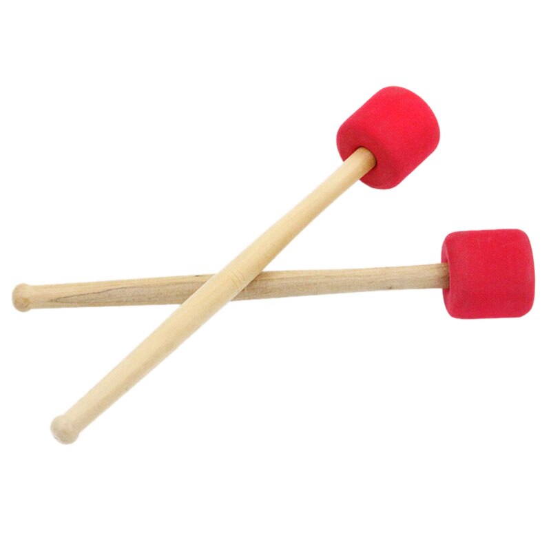 Maillets de grosse caisse bâtons maillet en mousse rouge avec manche en bois pour grosse caisse à Percussion 13 pouces