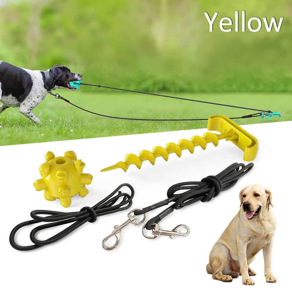 Outdoor Draagbare Tie Down Hond Touw Trekken Met Stuiterende Bal Touw Speelgoed Praktische Tie Up Huisdier Aangelijnd Peg Dierbenodigdheden: yellow