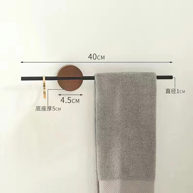 Toallero de madera de 40/50cm, colgador de toallas de baño, soporte para colgar en la pared, espacio de barra de toalla, estante de baño de aluminio, estante de almacenamiento de cocina: Bronce