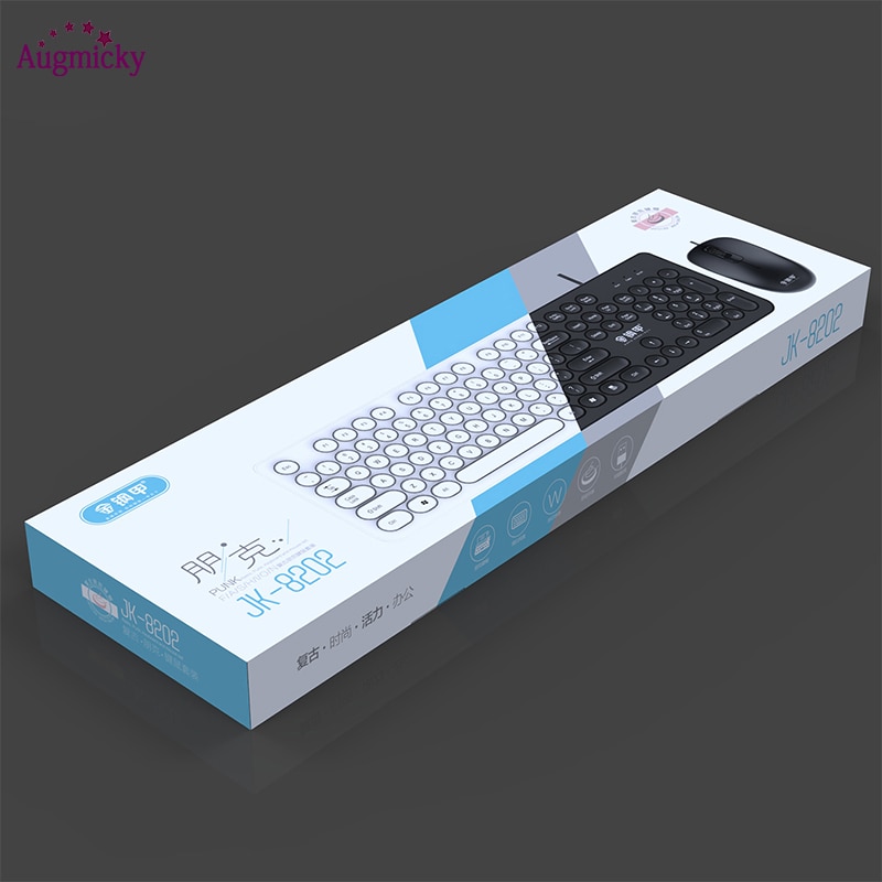 USB Wired Steampunk Vintage Gaming With Round Key Cap Multimedia Button Keyboard Keypad Mouse Combos Set