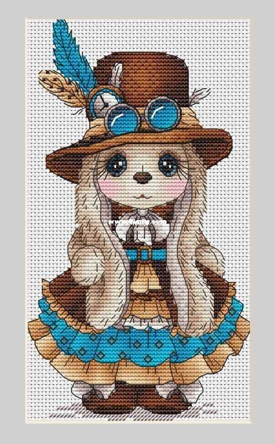 Point de croix de lapin Punk aida 18ct 14ct 11ct, kit de personnes en tissu noir, broderie à faire soi-même, couture à la main