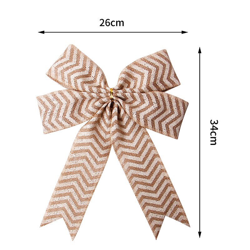 Kerstboomdecoratie accessoires rode grote strik dubbel linnen lint eland gouden kerststrik huisdecoratie strikken voor knutselen: 7