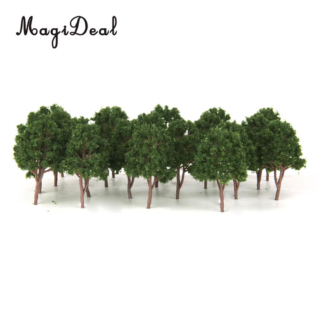 MagiDeal 20Pcs/Pack Dark Green Model Trees N Scale Train Park Railroad Railway Layout Wargame Scenery Scene Diorama Toys 7.5cm