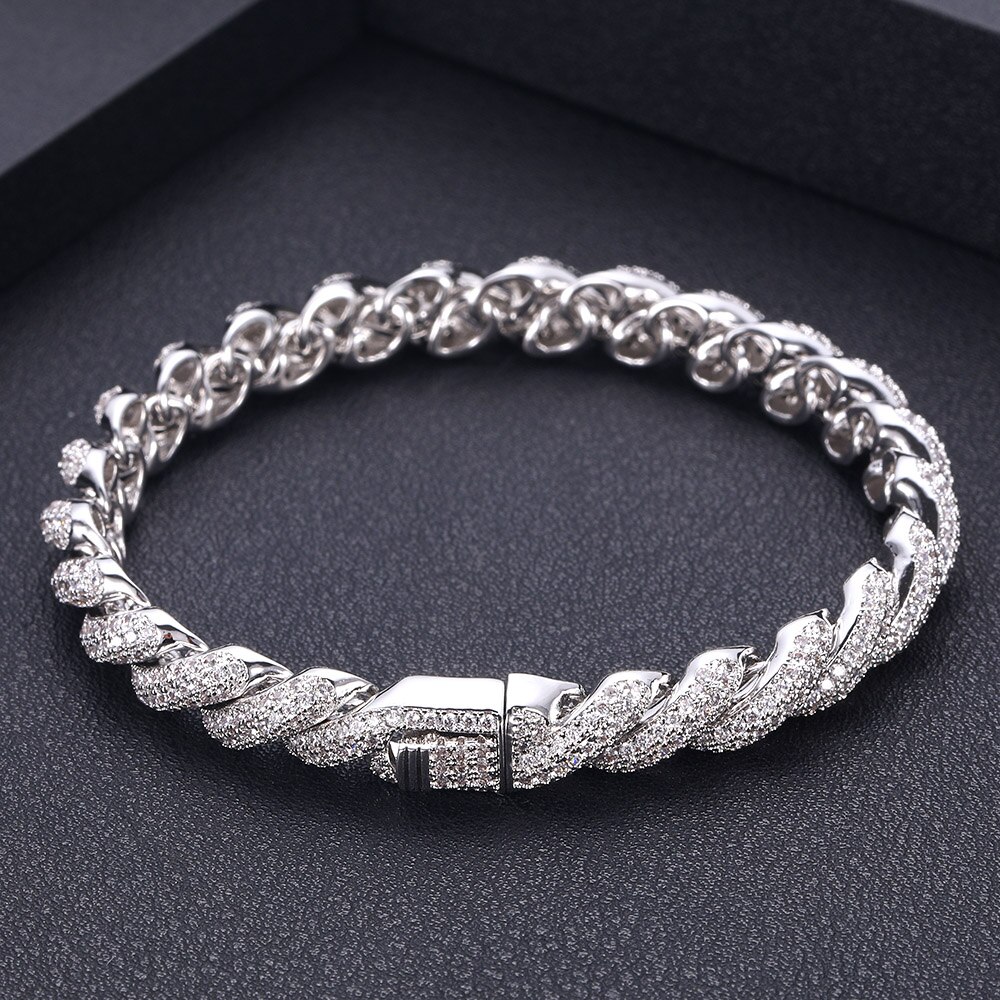 janekelly Rope Bracelet Gold SilverThick Mens Twisted Braided Chain Hip hop Bracelet: white gold