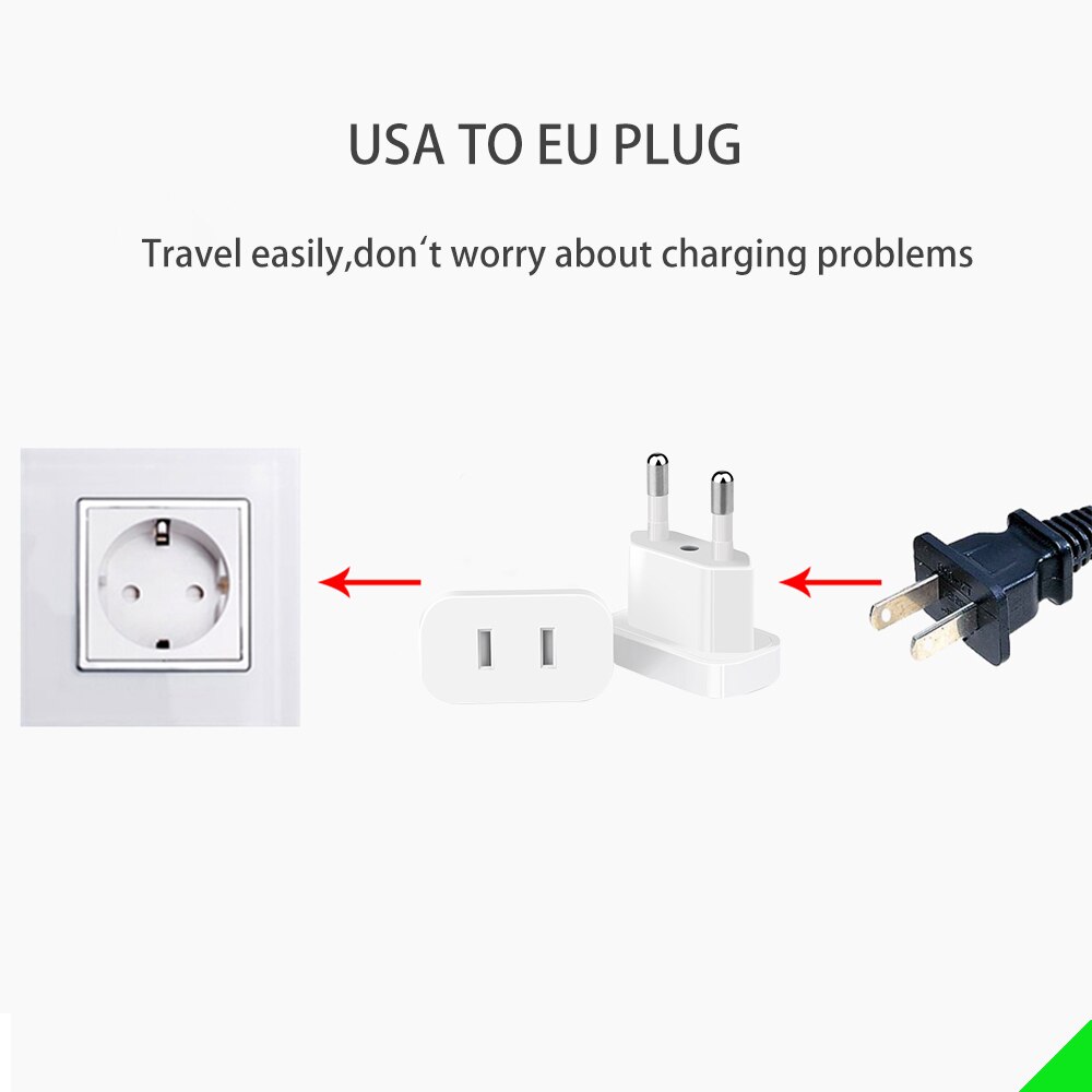 【Upgraded】US To EU Plug CN To Europe Travel Wall AC Power Charger Outlet Adapter Converter 2 Round Socket Input Pin