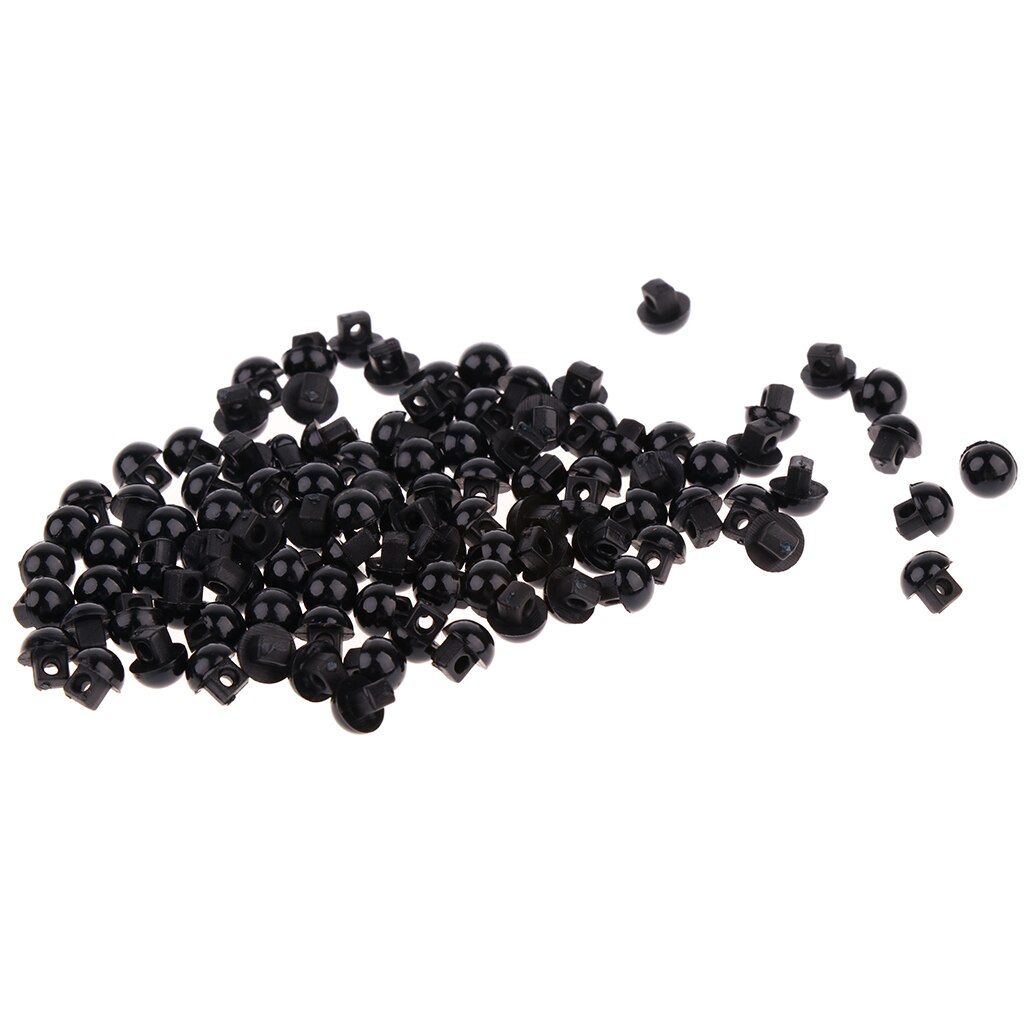 100 Pieces 6mm Plastic Safety Eyes, Mushroom Domed Sewing Buttons for Doll Making (Black)