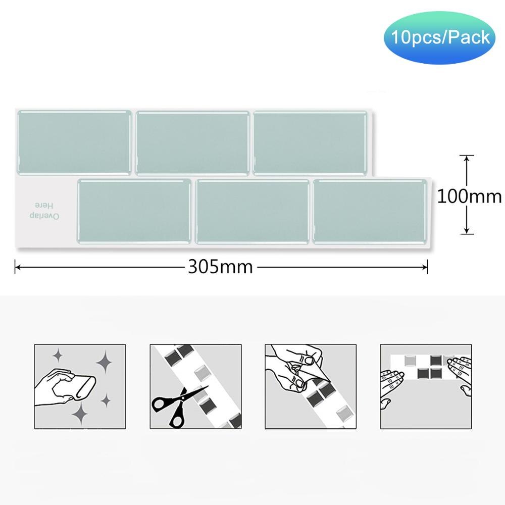 10 sheets -- Small Subway Tiles Strip Self Adhesive Waterproof Kitchen Wall Tiles