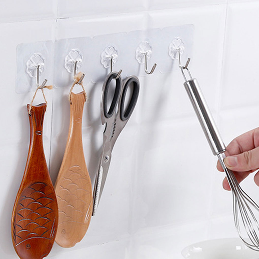 6/10 stuks klevende haken keuken wandhanger transparant verwijderbare klevende hanger herbruikbare wandhaken