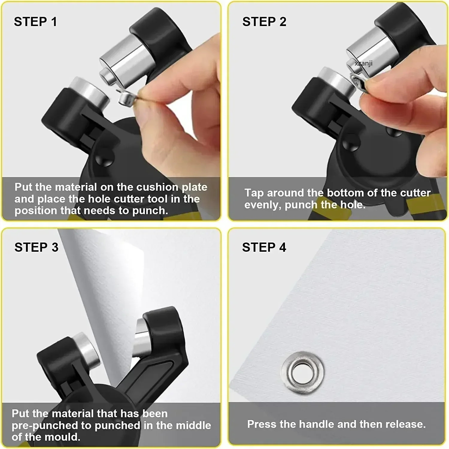 10mm Handheld Eyelet Grommet Tool Kit Manual Hole Punch Grommet Press Machine