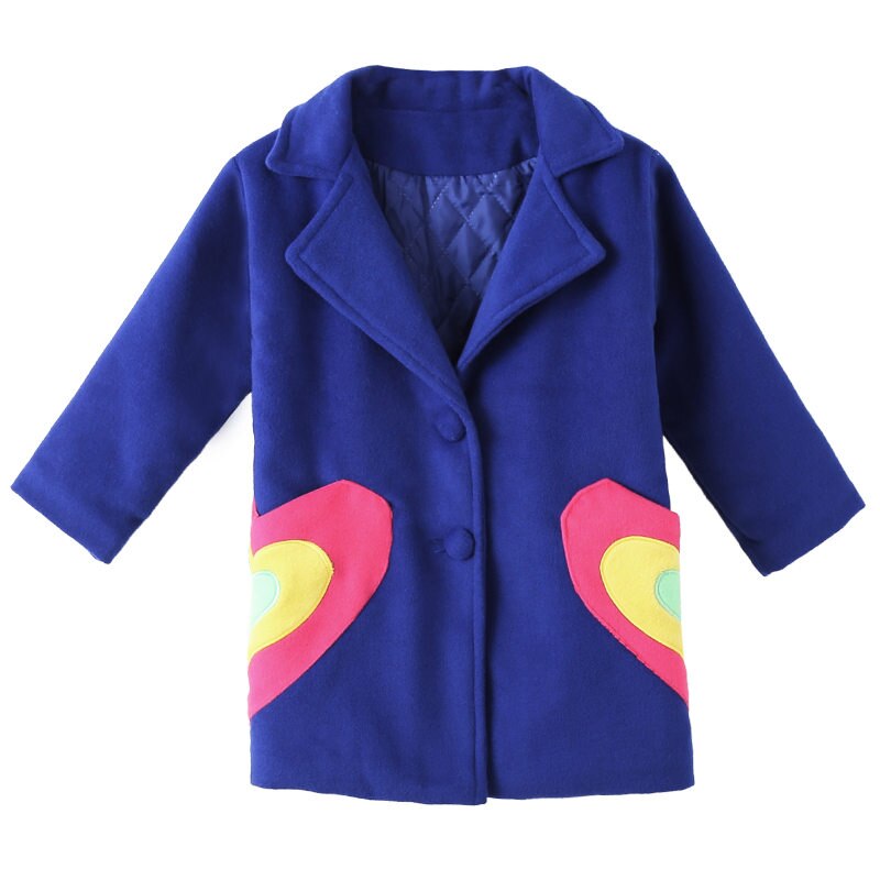 Meisjes Winter Jas Mode Herfst Meisjes Hart Patroon Wollen Jas Tiener Meisje Jas Kleding Dikke Warme Bovenkleding Jas