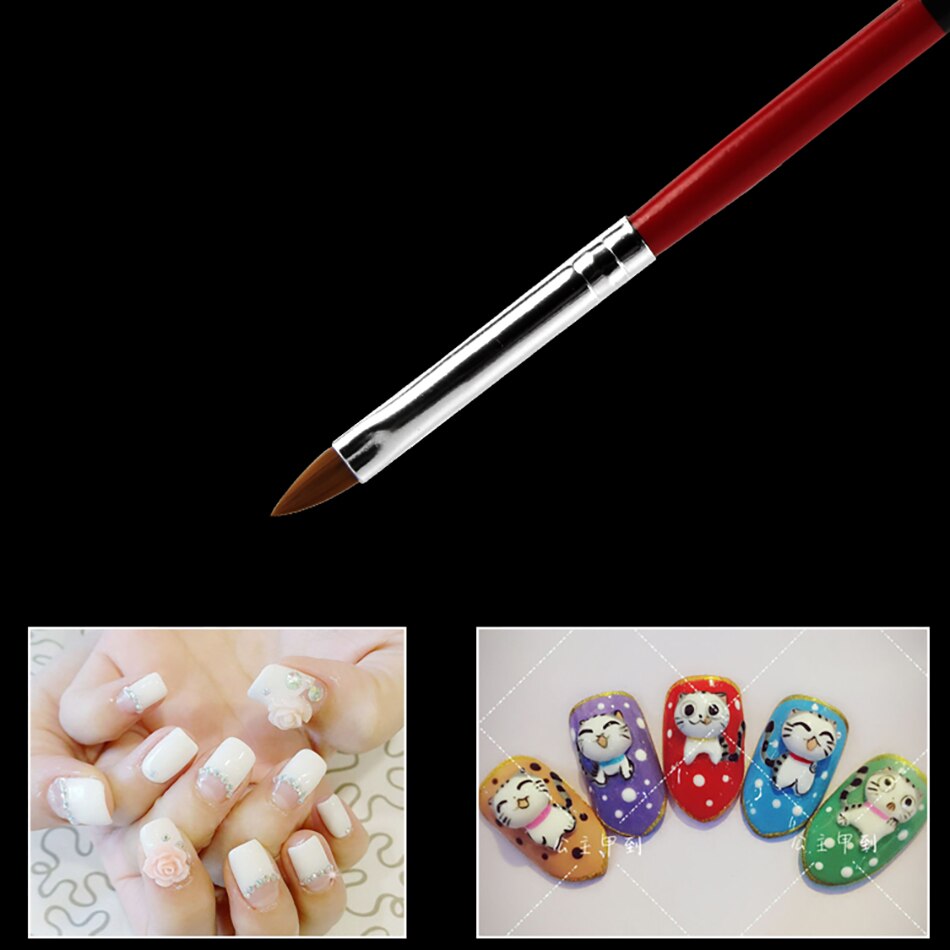 Rohwxy spets nagelborste handtag halvmåne form akrylmålning ritning penna blomma ritning manikyr nail art verktyg