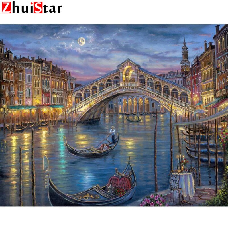 Landschap boom landschap dorp trein diy kristal volledige boor vierkant 5d diamant schilderij kruissteek kit mozaïek vierkant strass