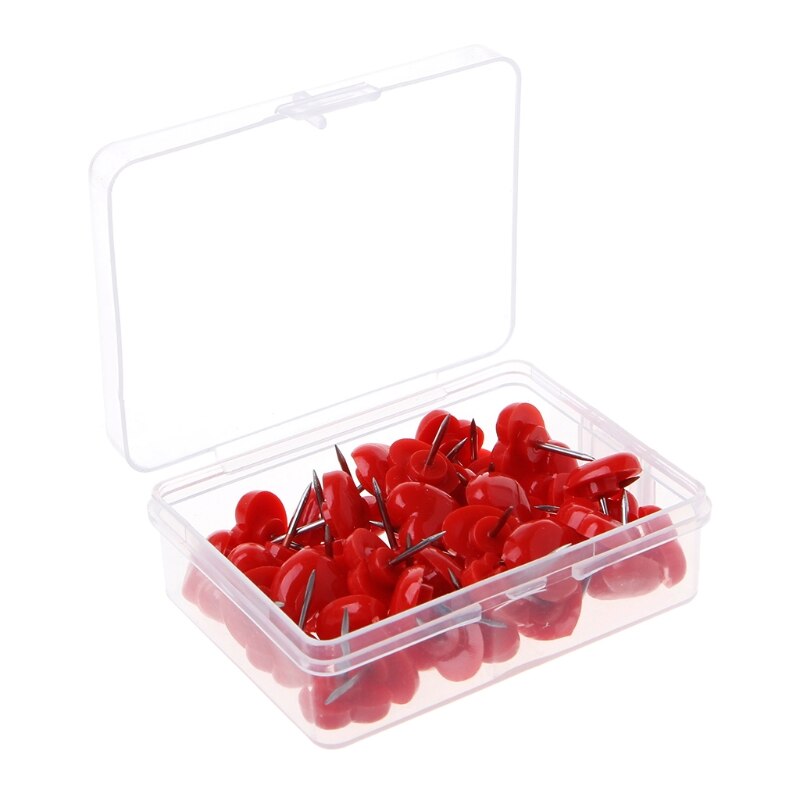 Hart Vorm Push Pins Plastic 50 Stuks Met Doos Goede Gekleurde Punaises Kantoor Schoolbenodigdheden