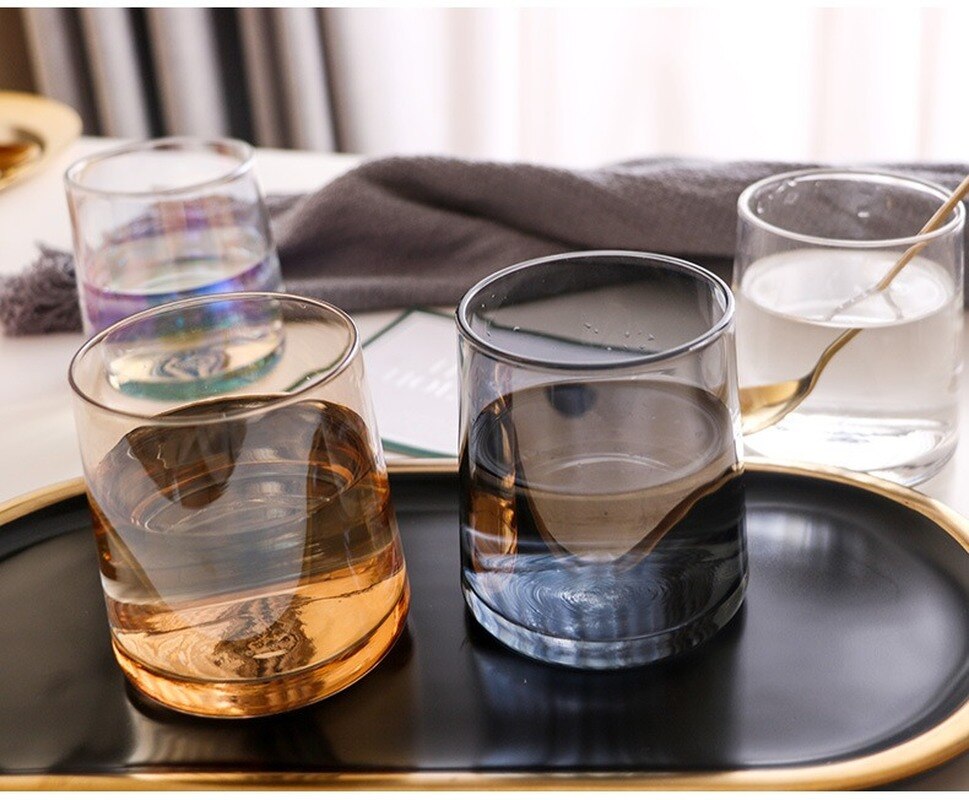 Japansk stil vandglas håndlavet farverige husholdnings whiskyglas tyk bund ion belagt vand juice glas glas