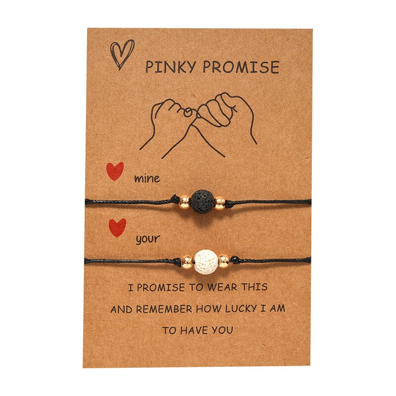 Blast Pinky Promise pulsera Bola de aceite esencial Tarjeta de piedra volcánica pulsera de pareja. Dijes de para pulseras a granel: Default Title