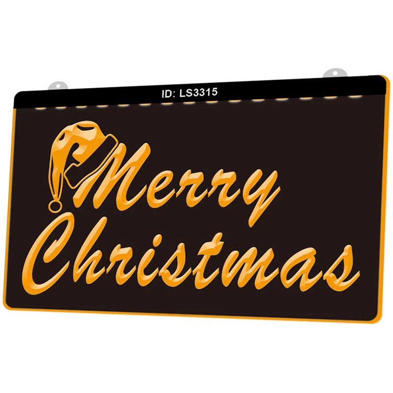 Ls3315 vrolijk kerstfeest gelukkig jaar 3d graveren led-lichtbord meerdere kleuren gratis verkoop