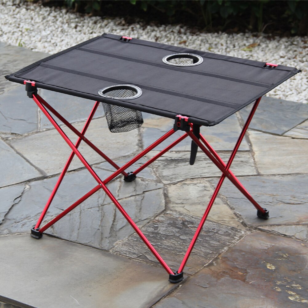 Ultralight Fabric Foldable Camping Table With Cup Holder Outdoo Little Beach Collapsable Desk Portable Lightweight Folding Desk