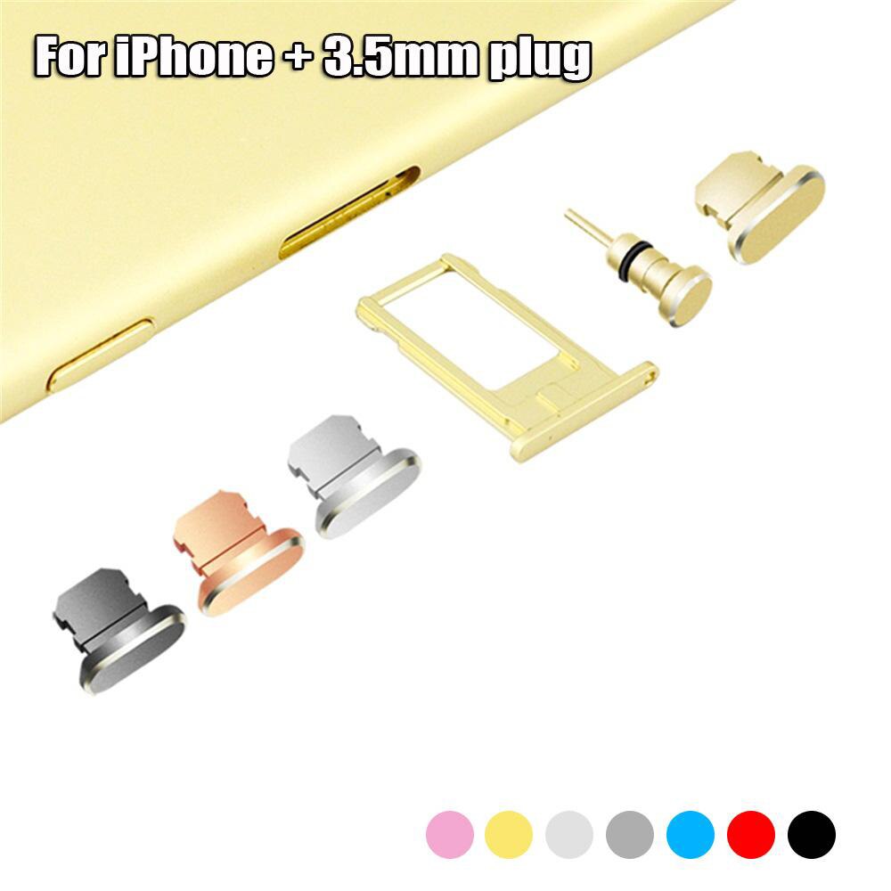 3.5Mm Jack Koptelefoon Jack Stofdichte Ios Poort Opladen Stof Plug Voor Iphone Xs Max X 8 7 6 Metalen stofdicht Sim-kaart Pin Stopper