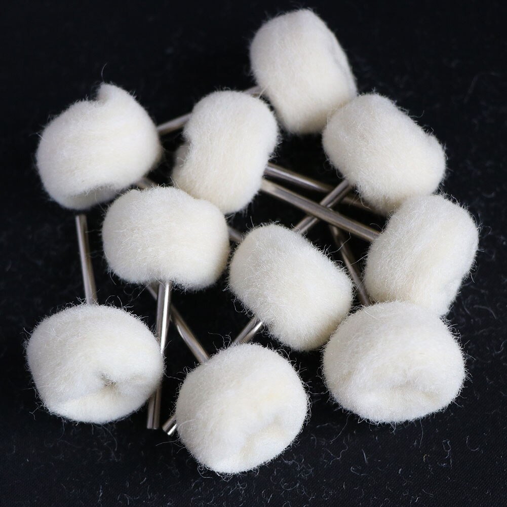 Cepillo rotativo de 1 pulgada y 10 piezas, rueda de pulido para herramientas rotativas, accesorios de fieltro de lana redonda de 25mm: 10pc cashmere / with 2.35mm shank