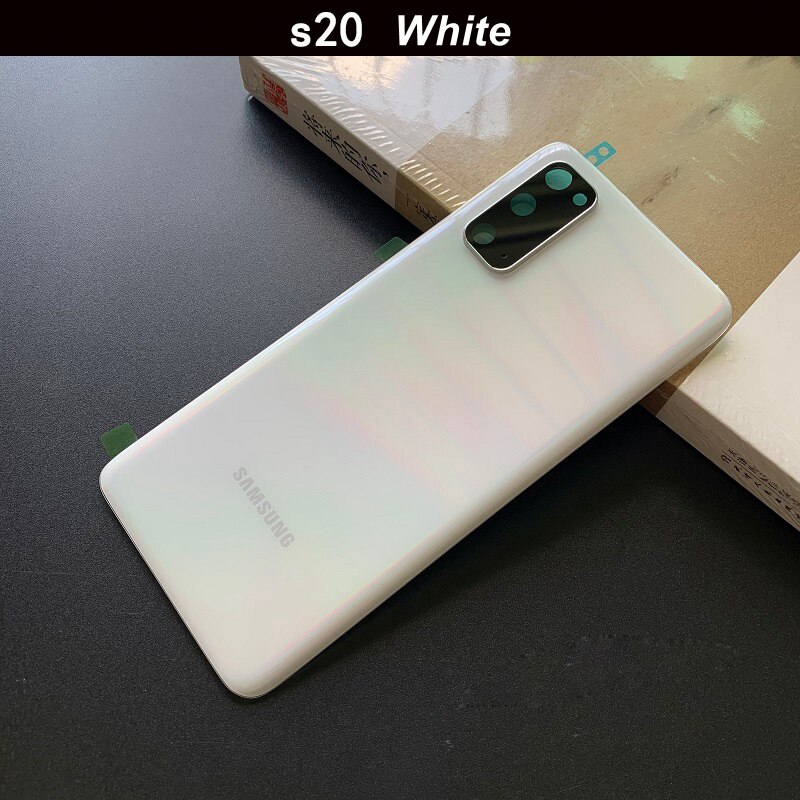Galaxy S20/S20 Plus/S20 Ultra Batterij Back Cover Deur Achter Glas Behuizing Case Camera Lens Frame Voor samsung S20 + S20 Glas Cover: S20 White