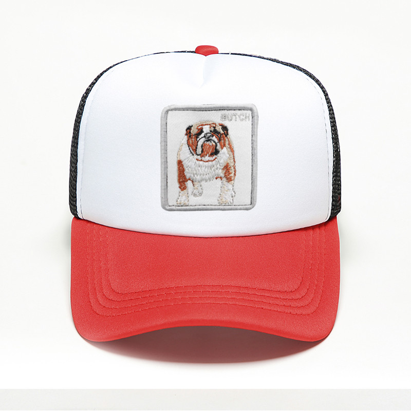 Mode Hond Bulldog Afdrukken Baseball Caps Mannen Vrouwen Hip Hop Caps Snapback Trucker Buiten Sport Verstelbare Ademend Mesh Hoed: color 8
