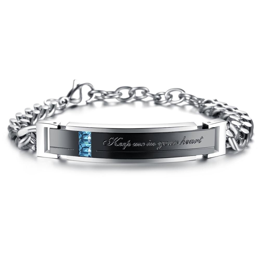 FATE LOVE Lover – Bracelet en acier inoxydable pour hommes et femmes, bijoux à la , noir, Rose, or, ID, pour Couples, garde-moi dans le cœur: Black for men