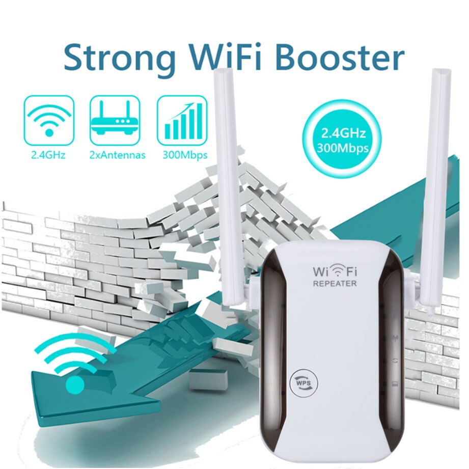 GRWIBEOU Drahtlose WiFi Verstärker Router 2,4G 300Mbps Netzwerk Signal Verstärker WR229 IIEEE 802,11 b/g/n 2 antenne WiFi Booster Hause