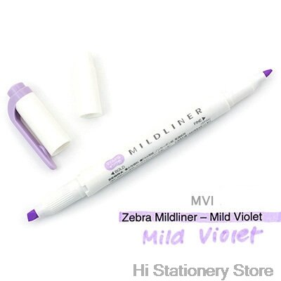 branded Zebra MildLiner Highlighter Marker Double-Sided Round Toe/Oblique Mild 15 Color for Choose Office and School Supply: Mild Violet 1PC