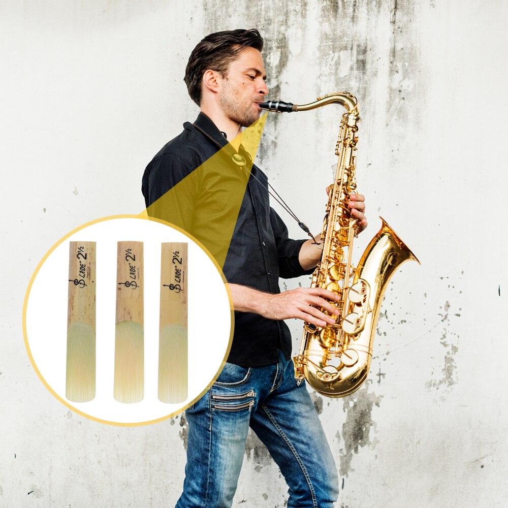 Lengüetas de saxofón de bambú, recambio de lengüeta tradicional de 2,5 saxofón, fuerza de bambú, 10 Uds.