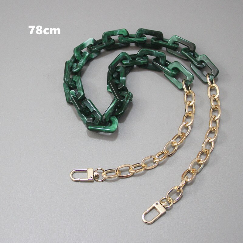 Nuovo di Modo Della Donna Della Catena Accessorio Staccabile Sostituzione Del Leopardo Ambra Verde di Colore Della Cinghia Delle Donne Fai da Te Frizione a Catena in Resina: Green 78cm